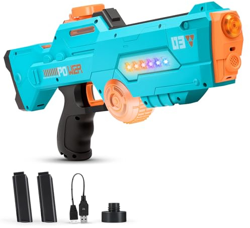 Cheffery Wasserpistole Elektrisch, Automatische Wasserpistole EIN-Knopf-Automatik Wasserspritzpistole Wasserpistolen Große Reichweite mit Licht, Automatische Wasseraufnahme für Pool Strand (Blau)