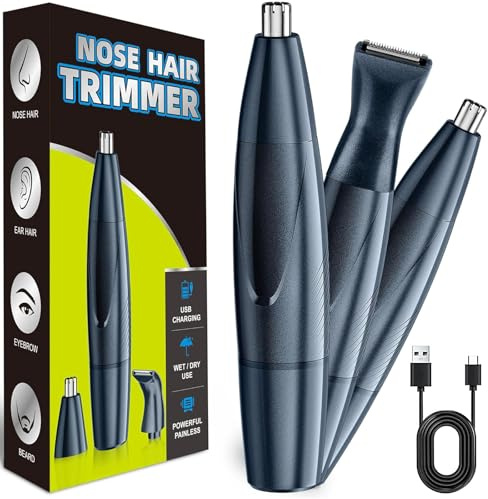 BRICH Nasenhaartrimmer Herren & Damen – IPX7 Wasserdichter 3-in-1 Nasenhaarentferner, Nasentrimmer & Ohren-/Augenbrauentrimmer mit USB-Schnellladung, Schmerzfreie Präzision für Gesichtspflege