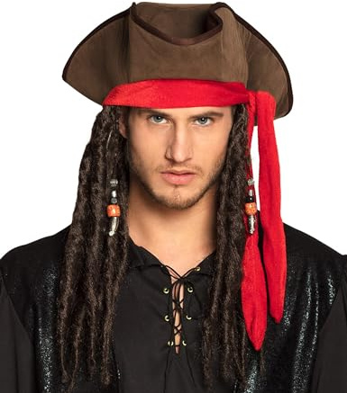 DEGUISE TOI Piratenhut mit brauner Perücke Erwachsene - Braun