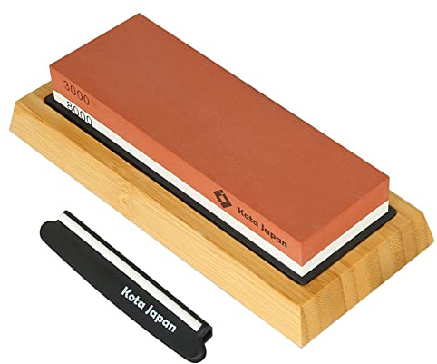 Kota Japan Combination Dual Sided 3000-8000 Grit Diamond Knife Sharpener Whetstone Set for Coarse Sharpening & Fine Polishing. Water Stone Kit | Adjustable Bamboo Holder Base | Precision Blade Guide | Dual-sided design combines coarse sharpening and fine polishing in one stone. Complete kit for home knife maintenance.