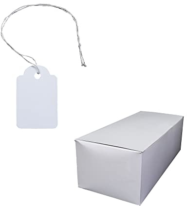 1.000 Hängeetiketten mit Faden Karton 28x43 mm weiss