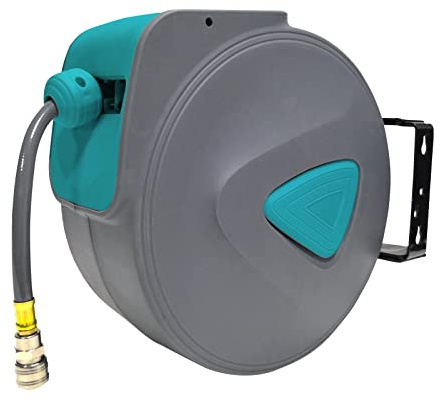 HENGMEI 10m Druckluftschlauch Druckluft Schlauchtrommel 1/4 Trommel Wandschlauchhalter Aufroller automatisch Schlauchaufroller