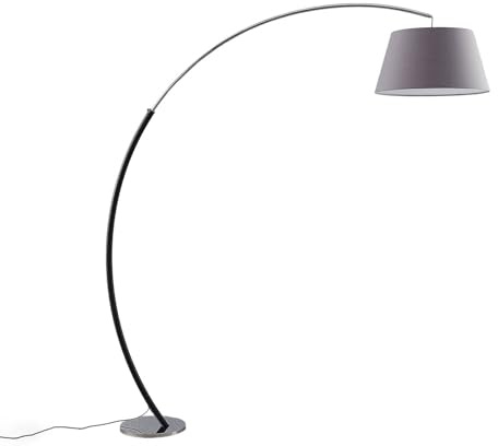 Lucande Golvlampa(båglampa) 'Evelyna' (modern) i Grå av textil/siden för sovrum (1 lamor, E27) - Båglampa, golvlampa, vardagsrumslampa