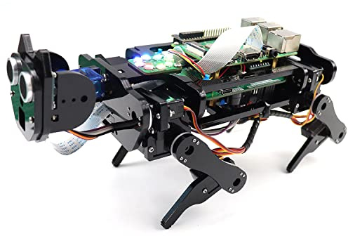 Freenove Robot Dog Kit for Raspberry Pi 5 4 B 3 B+ B A+, Walking, Self Balancing, Face Recognition, Ball Tracing, Ultrasonic Ranging, App Control, Camera, Servo (Raspberry Pi Not Included)