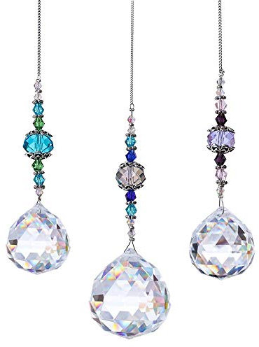 YFCTLM Cazador de Sol Paquete de 3, Clear Crystal Prism Ball Rainbow Maker Ventana Prismas SunCatcher Crystal Colgantes para el hogar, Oficina, Decoración del jardín