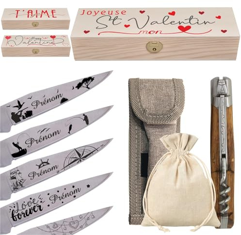 Gravure Events - Couteau Personnalisé avec Prénom Gravé en Frêne Exo TB - Cadeau pour Homme ou Femme : Fête des Pères, Fête des Mères, Papa (Papi, Papy), Maman Anniversaire, Noël