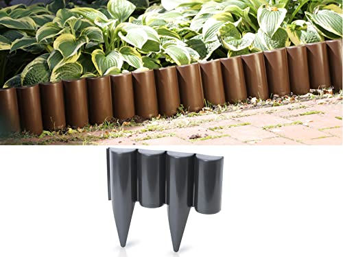 GardenPlast® PalGarden - Bordure de pelouse - Palissade de Jardin - Bordure de Parterre - Aspect Bois - 20 m - Anthracite