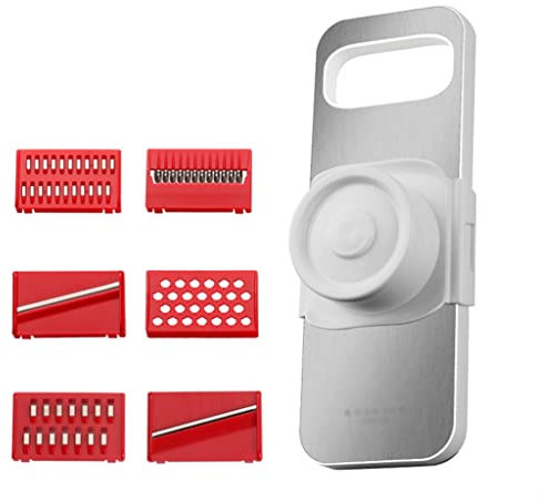YDSLZQ Efficiency Cheese Grater 6 In 1 Removable Planing Knife With Hand Guard Flat Handheld Grater Home Cooking Tools Save Time (Color : Red)