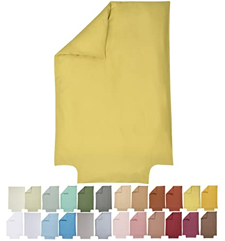 P'tit Basile - Copripiumino per bambini 75 x 120 cm o 80 x 120 cm - 100% cotone biologico - Giallo ocra - Certificato senza sostanze chimiche o nocive - Lettino culla 60x120 70x140