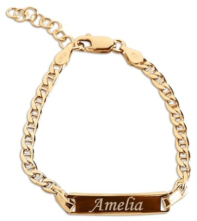 Cherished Moments Personalized 14K Gold-Plated Children's I.D. Bracelet for Baby Girls or Boys, Custom Infant Jewelry with Engraved Name (0-12 Months)