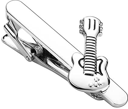 Krawattennadel Silber mit Gravur, Krawattenklammer Personalisiert Edelstahl Gitarre Tie Clip 5CM Schmuck Geschenke
