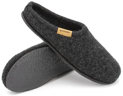 Gottstein Pantoufles Alpine Light en laine vierge de mouton sans mulesing - Chaussons faits à la main en feutre de laine pour homme et femme - Taille EU 36-48 - Semelle en caoutchouc naturel brevetée