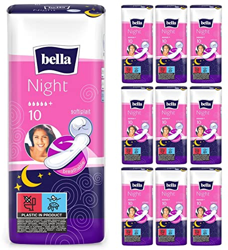 bella Maxi Damenbinden Night 10er Pack(10 x 10 Stück), saugstark und sanft