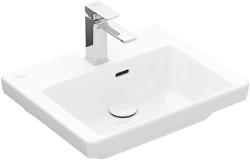 Villeroy & Boch Subway 3.0 Handwaschbecken, 500 x 400 mm, 1 Hahnloch, ohne Überlauf, ungeschliffen, 4370FG, Farbe: Stone White, Ceramic Plus
