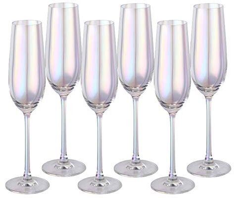 Bicchieri da Champagne Arcobaleno cristallo rosso vino vetro colorato vetro champagne occhiali luce luxury goblet 6 pack, ideale for bar a casa, occasioni speciali. Bicchieri Flute