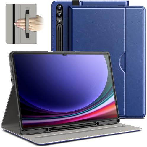 JETech Business Hülle für Samsung Galaxy Tab S10 Ultra/S9 Ultra 14,6, Navy | PU-Lederdesign, S Pen Halter & Tasche, Mehrwinkel-Betrachtung