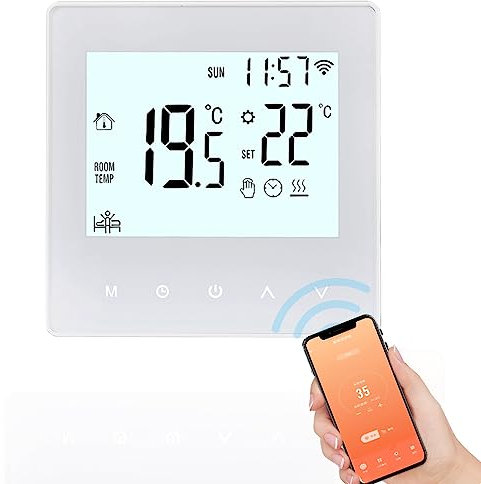 Ailgely Termostato WiFi Smart Tuya 3A, Programmabile Digitale Regolatore di Temperatura per Riscaldamento a Pavimento, Display LCD, Termostato da Parete Intelligente per Riscaldamento dell'Acqua