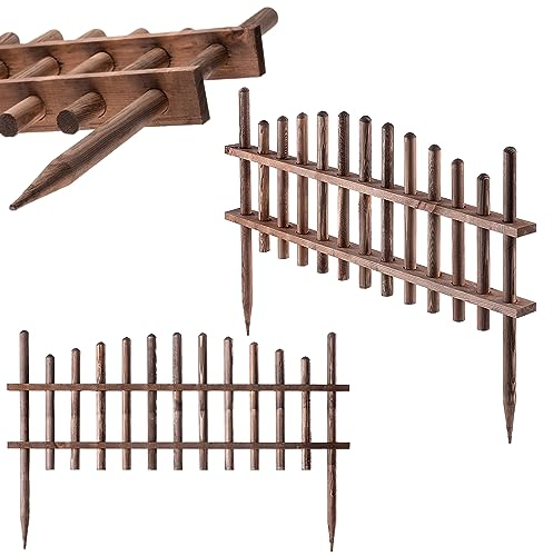 KADAX Clôture de jardin, élément de clôture en bois de pin naturel, bordure de parterre en bois imprégné, clôture en lattis résistante aux intempéries, bordure de parterre pour jardin (35 x 85 cm)