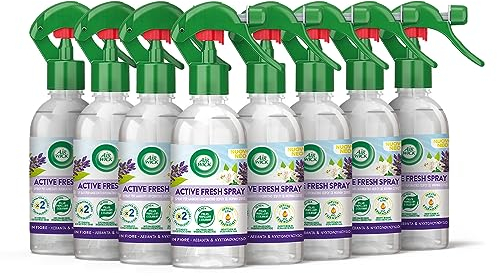 Airwick Profumatore per Ambienti, Confezione da 8 Spray da 250ml, Spray Active Fresh al Profumo di Lavanda, Deodorante Ambiente