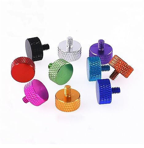 2/5 Stück 6# -32 * 5 Bunte Aluminiumlegierung Gewinde Flachkopf Rändelschraube for PC-Gehäuse DIY Festplatte Grafikkarte (Color : Wine Red, Size : 2PCS_UNC 6-32X5MM)