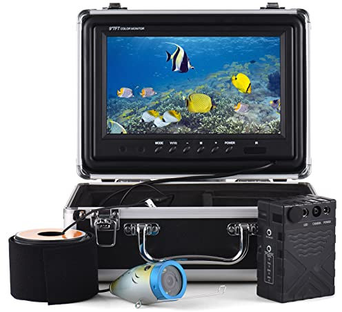 YIWENG 1200TVL Unterwasser Angelkamera Fischfinder mit 12 IR LEDs 7 Zoll/9 Zoll LCD Display 15M/30M/50M Kabel IP68 Wasserdicht für Sea Lake Boot Eisangeln,Kamera zum Meeresangeln