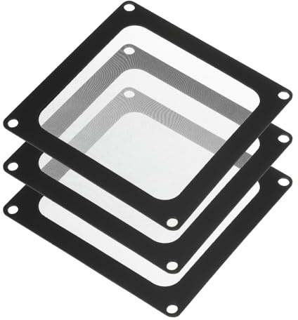 sourcing map 3PCS PC Dust Filter, 90x90mm Magnetic Frame Nylon Computer Case Cooler Dustproof Mesh Cover Fan Grills for Computer Chassis Speakers, Black