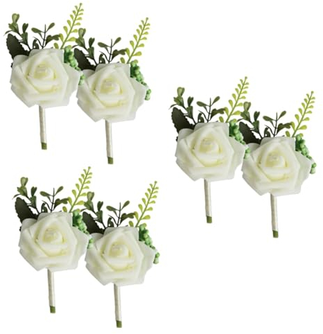 MAGICLULU 6stücke Corsage Für Hochzeiten Braut Und Trauzeugen Simulierte Ansteckblume Für Hochzeitsdekor Herren-Corsage Milchweiß Festliche Anstecker Für Besondere Anlässe