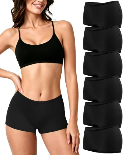 Desanlapi Trosor, dam, bomull, boxershorts, dam, trosor, bomullsslips för dam, hotpants, hipster, 6-pack, mjuka, bekväma shorts, underkläder, svart, S