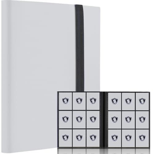 Fonwill Card Binder, Premium Card Book for 360 Cards, Sturdy Card Album for Collectible Cards, Side-Loading Card Collection Folder for TCG, MTG, Other Game Cards, Sport Cards, White, TM10001-7