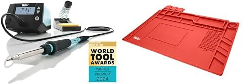 Weller Professional WE 1010 (T0053298699) Station de Soudage Numérique à 1 Canal & WLACCWSM2-02 Tapis De Soudure Antiglisse En Silicone Avec Règle, Compartiments Individuels Et Quatre Zones