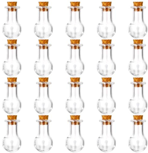 Mozeat Lens 20 Stück Mini Glasflaschen mit Korkdeckel 2ml Zauber-Glasflaschen Mini Leere Wunsch Flaschen Nachricht Glasflaschen Kleine Glasflaschen für Düfte, Diy Crafts, Weihnachtsbaum Dekoration