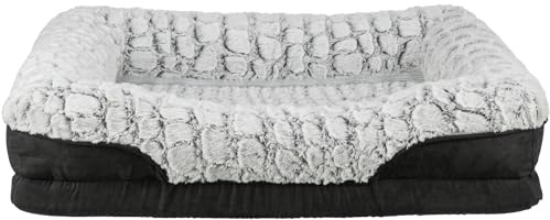Trixie orthopädisches Hundebett Vital Lino 70 x 55 cm – schwarz/grau | Gelenkschonend durch viskoelastischen Schaum mit Memory-Effekt – für ältere Hunde, mit herausnehmbarem Wendekissen
