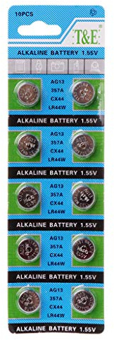 Saiyana Lot de 10 piles bouton AG13 A76 LR44 357A S76E G13 alcalines 1,55 V
