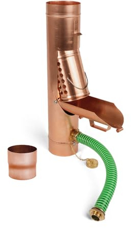 FLORANTIA Regensammlersammler Kupfer mit Korb DN 80-100 inkl. Adapter Regenwasserfilter Laubabscheider für Blechfallrohre