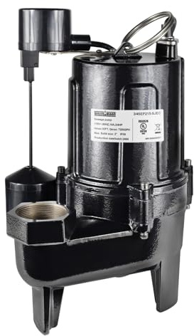 WASSERMANN 3/4 HP Sewage Pump 2 inch Discharge with Auto Float Switch, 115V 7200 GPH Cast Iron Submersible Sewage Pump, Sump Pump for Basement Sump Basin Sewer Well 2 NPT Discharge with 10 FT Cable