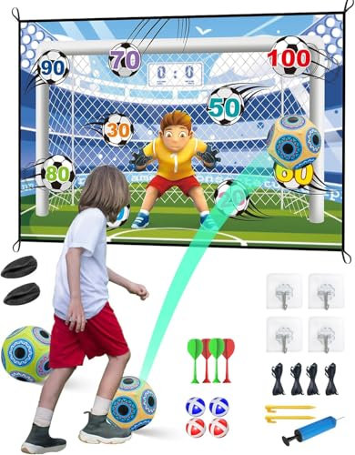 KALIPSTIA Football Ball Game Set for Kids, Indoor Outdoor Backyard Toss Soccer Goal Game with Velcro Balls, Foldable Flannel Goals, Birthday for 3 4 5 6 7 8 Year Old Boys Girls Sport Toy
