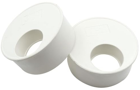 Namvo 2Pcs White PVC Soil Pipe Reducer, 110mm to 50mm Push Fit & Solvent Weld, Offset Holes, Pipe Fitting, Reducer