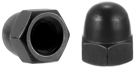 sourcing map M8x1.25 Acorn Cap Nuts, 20Pcs Carbon Steel Dome Cap Head Acorn Nut Hardware Nuts for Bolt Cover Zinc Plating, Black