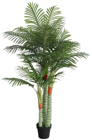 vidaXL Palma Artificiale con 3 Tronchi Verde 180 cm in PP