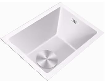 Lavandino Cucina Piccolo,Lavello Cucina Bianco1 Vasca,Lavabo Cucina In Acciaio Inox,Lavabo Rettangolare con Set Di Drenaggio,Installazione Appoggio o Sottopiano (25x40x21cm)