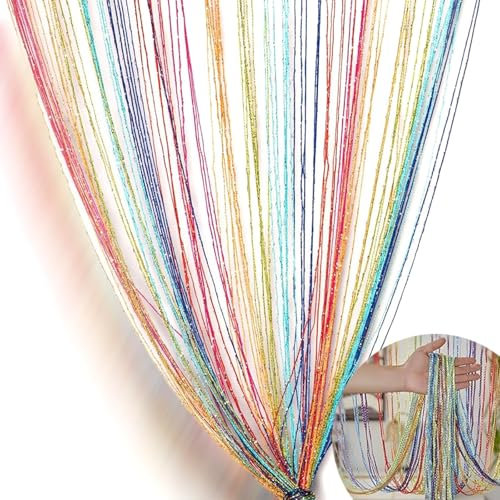 ElevaPulse Perlenvorhang, 200 X 100 cm Fadenvorhang, Perlenvorhang Türvorhang, Türvorhang Perlen, Fliegenvorhangvorhang Bunt, Fransenvorhang, Fliegenschutz Tür, Tür Vorhang