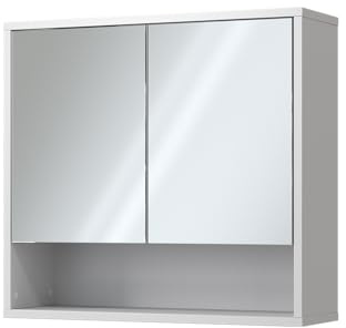 Vicco Badspiegelschrank Eliza, Weiß, 70 x 65 cm | mit 2 Türen, zur Wandmontage geeignet und kombinierbar mit Eliza-Serie