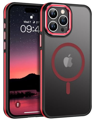 GaoBao Case for iPhone 15 Pro Max, Mobile Phone Case iPhone 15 Pro Max Compatible with MagSafe Wireless Charging, Translucent Matte Magnetic Shockproof Protective Case for iPhone 15 Pro Max, Red
