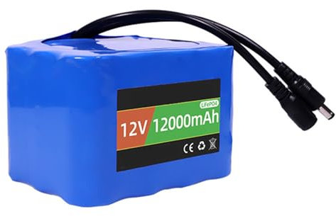 HJGHY Batería de Litio LiFePO4 Recargable de 12 V CC, 12 V, 12 000 mAh, 16 000 mAh, 20 000 mAh, 4000 mAh, 8000 mAh, Paquete de batería de Ion de Litio de Repuesto,12v,12000mAh