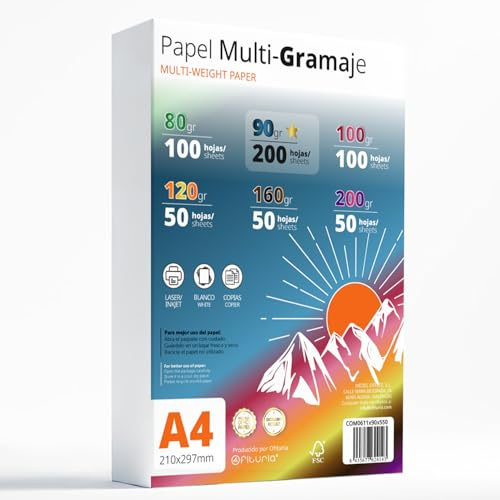 Hochwertiges Druckerpapier A4 - Multi-Grammaturen für Drucker, Schreiben, Zeichnen und Basteln - Weiße DINA4-Papierblätter für Zuhause, Schule und Büro - Ofituria (90g+ Paket)