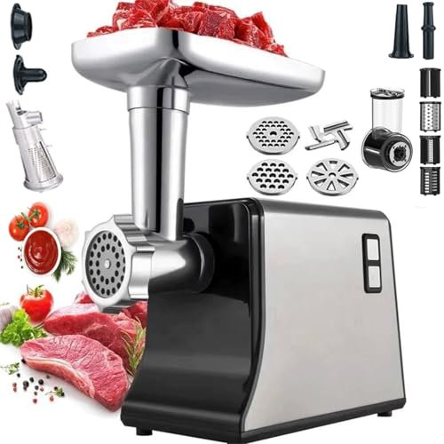 Electric Meat Grinder, Multifunctional Meat Grinder, Tomato Strainer Sausage Stuffer Maker, With 3 Cutting Plates Kit - Vegetable Cutter Processor Slicer Shredder Salad Maker For Home Use