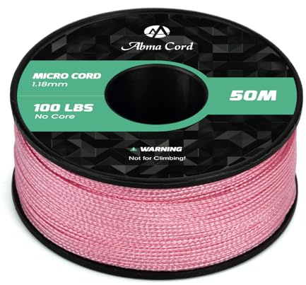 Abma Cord Micro Corde 1,18 mm Paracorde 50M Bobine | Max 45kg (100lbs), Fil Tressé, Polyester, DIY, Bracelet, Crafting