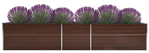 Xichuzi Garten-Hochbeet Verzinkter Stahl 400x80x45 cm Braun, Palettenrahmen, Hochteich, Gemüsebeet, Kräuterregal Balkon, Blumenbeet, Kräuterspirale, Tomatenbeet, Pflanzhochbeet - 47058