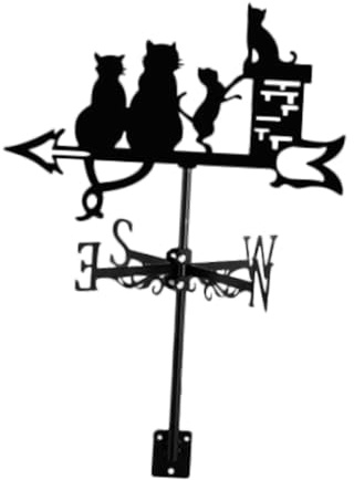 MYCENSE Figura de gato con forma de veleta meteorológica de animales, adorno negro, indicador de dirección del viento para vallas al aire libre, decoración artística de granja