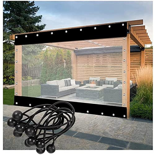 Waterproof Pergola Side Panels with Eyelets Transparent+Black 2x3m